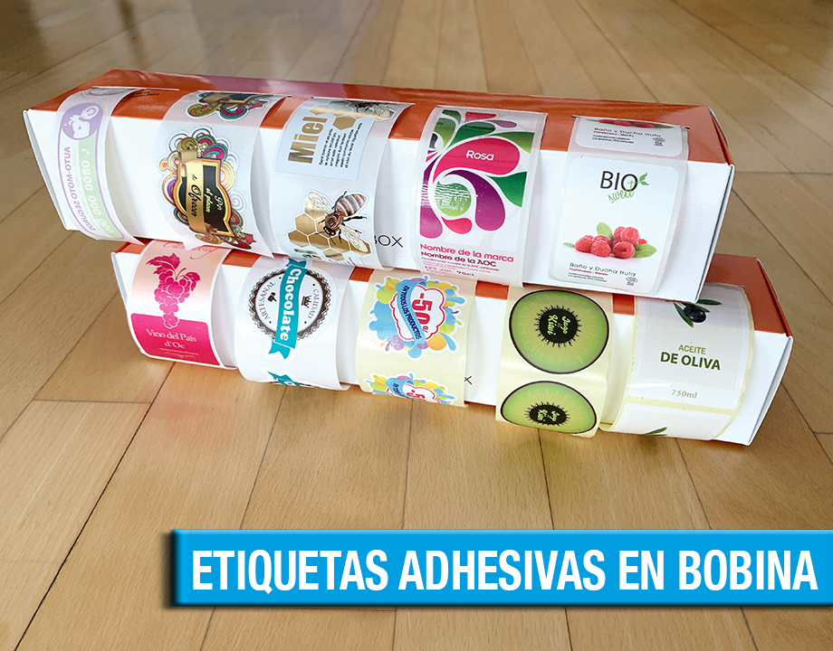 ETIQUETAS ADHESIVAS EN BOBINA – Tu Imprenta en Alcobendas y Madrid