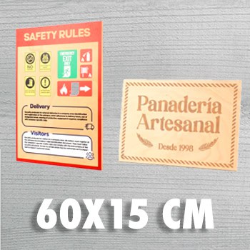 PLACA GRABADA DE 60X15 CM