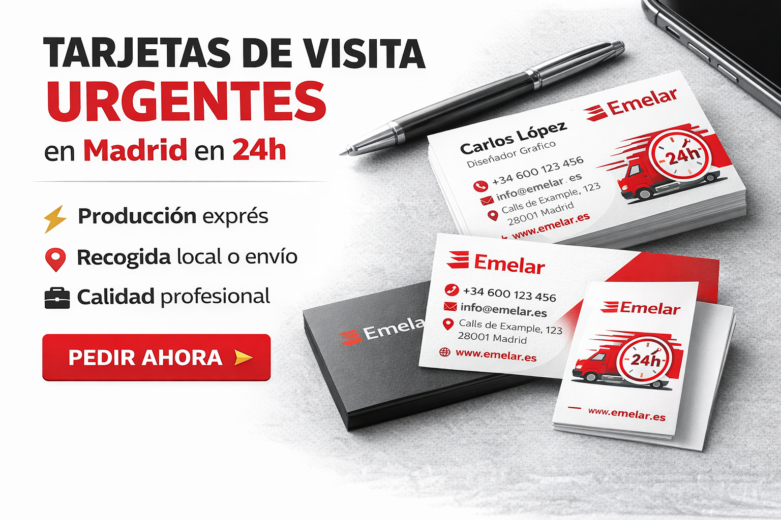 Tarjetas de visita urgentes impresas en Madrid