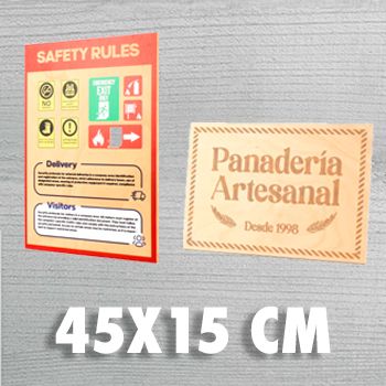 PLACA GRABADA DE 45X15 CM