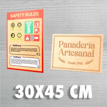 PLACA GRABADA DE 30X45 CM