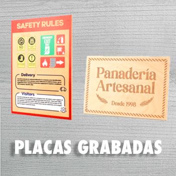 PLACA GRABADA DE MADERA CUADRADA